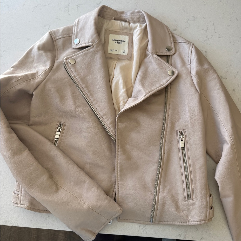 Abercrombie & Fitch Women's Beige Leather Jacket